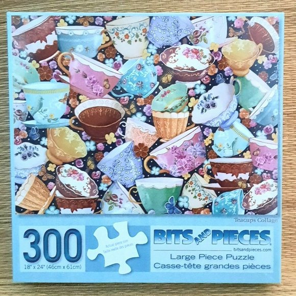 Bits And Pieces -Teacups Collage Jigsaw Puzzle- 300 Pieces- NEW SEALED - Picture 1 of 5